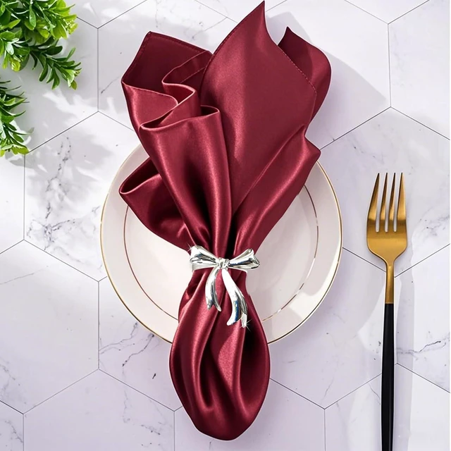Alt view image 2 of 7 - Silver Bow Napkin Rings Set of 6 Metal Bow Napkin Ring Holders for Valentine Day Wedding Banquet Decor,Elegant Butterfly Knot Napkin Rings for Holiday Party Birthday Dining Table Setting