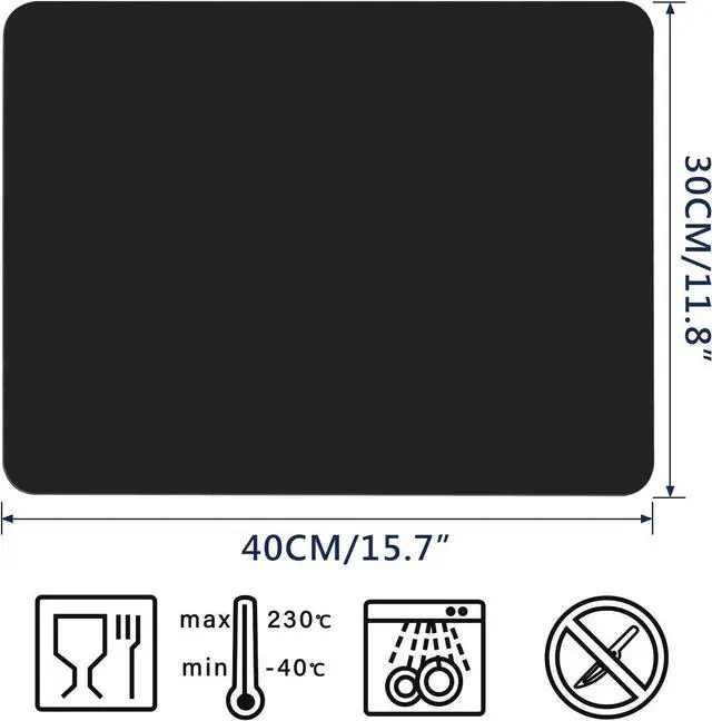 Alt view image 2 of 7 - 2 Pack Silicone Crafting Mats, 15.7" x 11.8" Silicone Mat for Crafts, Large Heat Resistant Sheet for Jewelry Casting, Epoxy Resin, Painting, Counter Table Protector, Placemat, Nonstick, Black