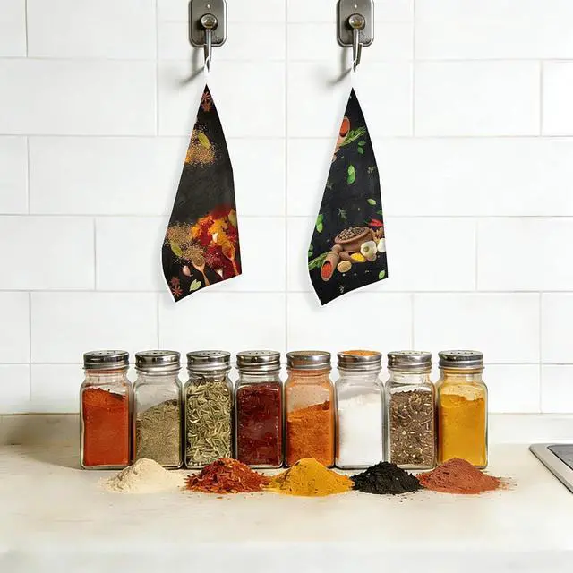 Alt view image 6 of 6 - Spices Kitchen Towels Set of 6, Colorful Herbs Spices Dish Towels | Microfiber Kitchen Hand Towel, Home Farmhouse Cleaning Decoration Baking Tea Dish Cloth Housewarming Gifts