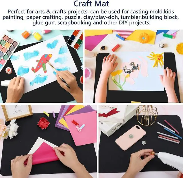 Alt view image 5 of 7 - 2 Pack Silicone Crafting Mats, 15.7" x 11.8" Silicone Mat for Crafts, Large Heat Resistant Sheet for Jewelry Casting, Epoxy Resin, Painting, Counter Table Protector, Placemat, Nonstick, Black