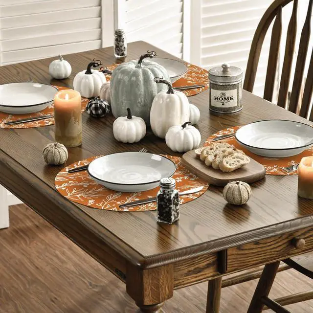 Alt view image 4 of 6 - Eucalyptus Leaves Round Fall Placemats Set of 4-14 Inch
