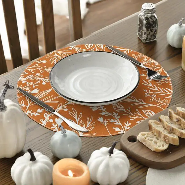 Alt view image 3 of 6 - Eucalyptus Leaves Round Fall Placemats Set of 4-14 Inch
