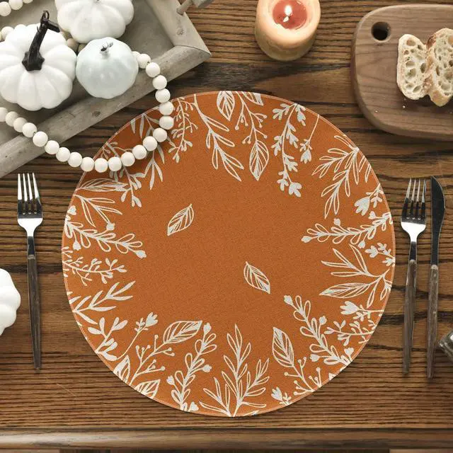 Alt view image 2 of 6 - Eucalyptus Leaves Round Fall Placemats Set of 4-14 Inch
