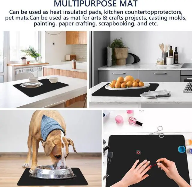 Alt view image 6 of 7 - 2 Pack Silicone Crafting Mats, 15.7" x 11.8" Silicone Mat for Crafts, Large Heat Resistant Sheet for Jewelry Casting, Epoxy Resin, Painting, Counter Table Protector, Placemat, Nonstick, Black