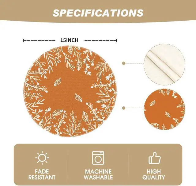 Alt view image 6 of 6 - Eucalyptus Leaves Round Fall Placemats Set of 4-14 Inch