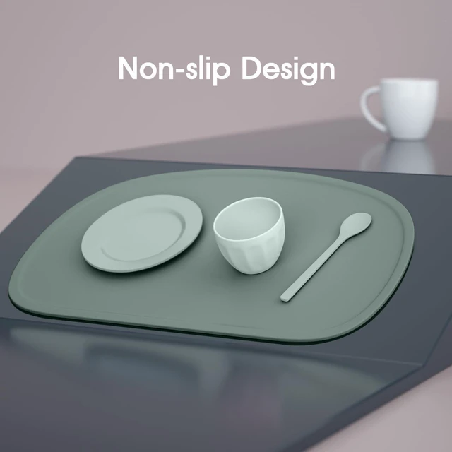 Alt view image 5 of 7 - Set of 3 Silicone Placemats with Raised Edges for Kids,Toddlers,Babies, Non-Slip Dinning Table Mat, Baby Eating Mat, Food Mat Set 1