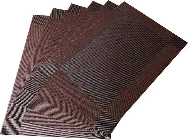 Alt view image 3 of 6 - Table Placemats Dining Table Place Mats Set of 6 Heat Resistant Insulation Non-Slip Vinyl for Kitchen Dining Room 18" * 12" Brown