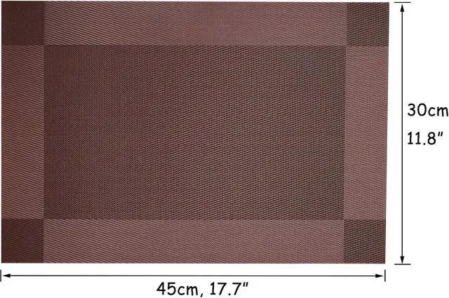 Alt view image 6 of 6 - Table Placemats Dining Table Place Mats Set of 6 Heat Resistant Insulation Non-Slip Vinyl for Kitchen Dining Room 18" * 12" Brown