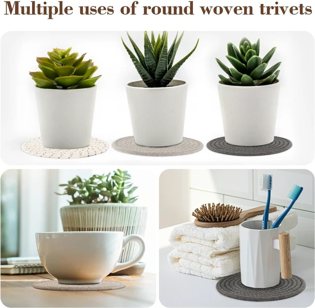 Alt view image 6 of 7 - 3PCS Woven Trivets for Hot Dishes - 3 Hot Pot Pads