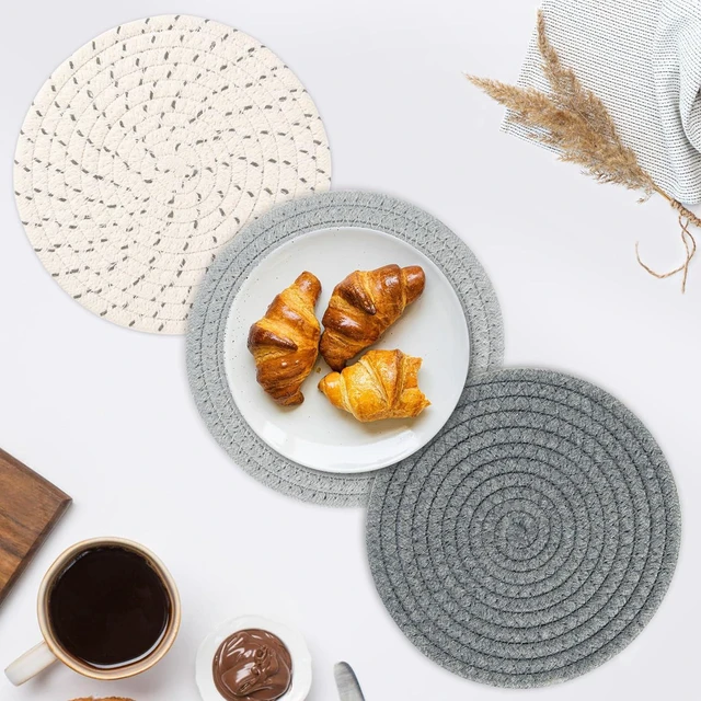 Alt view image 7 of 7 - 3PCS Woven Trivets for Hot Dishes - 3 Hot Pot Pads