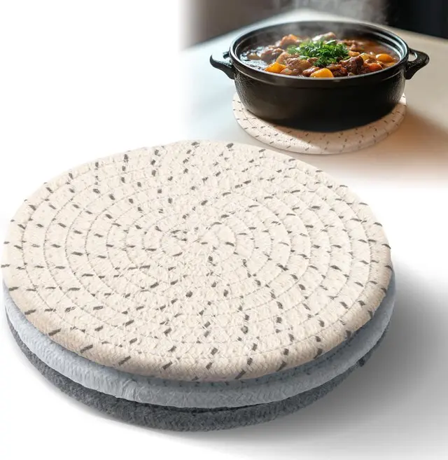 Alt view image 5 of 7 - 3PCS Woven Trivets for Hot Dishes - 3 Hot Pot Pads