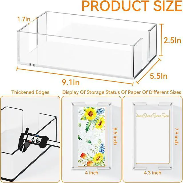 Alt view image 3 of 7 - Yieach Bathroom Paper Towel Holder,9 Inch Modern Acrylic Napkin Holder fo r Disposable Guest Towel,Clear Hand Towel Tray,Flat Napkin Holders for Paper Bapkins,Napkin Dispenser for Home,Hotel,Office