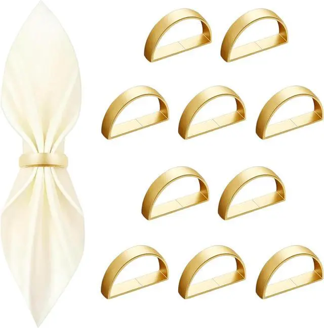 Main image of 10 Pcs Gold Napkin Rings - Metal Napkin Ring(Semicircle) | Stainless Steel Napkin Rings for Table Settings Wedding Christmas Party Dinner Table