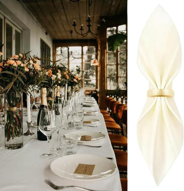Alt view image 5 of 6 - 10 Pcs Gold Napkin Rings - Metal Napkin Ring(Semicircle) | Stainless Steel Napkin Rings for Table Settings Wedding Christmas Party Dinner Table