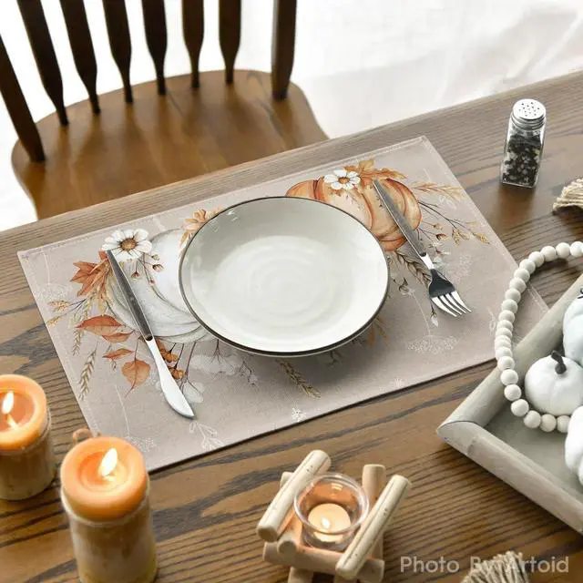 Alt view image 4 of 6 - Camel Pumpkins Wheat Fall Placemats Set of 4-12 x 18 Inch