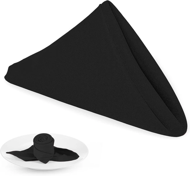 Main image of Black Heavy Duty Polyester Napkins - 17 x 17 Inch Solid Washable Cloth Dinner Napkins - Set of 8 Napkins with Hemmed Edges - Great for Weddings, Parties, Banquets, Halloween, Thanksgiving