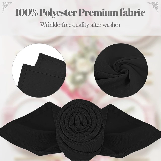 Alt view image 3 of 7 - Black Heavy Duty Polyester Napkins - 17 x 17 Inch Solid Washable Cloth Dinner Napkins - Set of 8 Napkins with Hemmed Edges - Great for Weddings, Parties, Banquets, Halloween, Thanksgiving