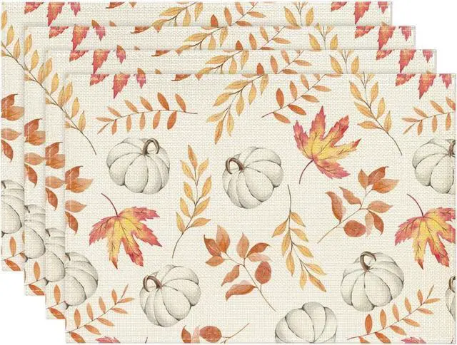 Main image of Maple Leaf Pumpkins Fall Placemats Set of 4-12 x 18 Inch