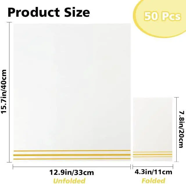 Alt view image 4 of 7 - Napkins Disposable Paper Napkins 50 Pack Paper Hand Towels Absorbent Dinner Napkins White and Gold Napkin Guest Towels Tissue Party Napkin for Bathroom Dinner Wedding Kitchen Party Event Decorative