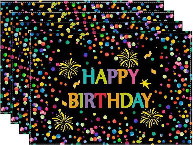 Main image of Happy Birthday Firework Placemats Set of 4 Table Decor 12x18 Inch