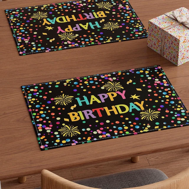 Alt view image 2 of 5 - Happy Birthday Firework Placemats Set of 4 Table Decor 12x18 Inch
