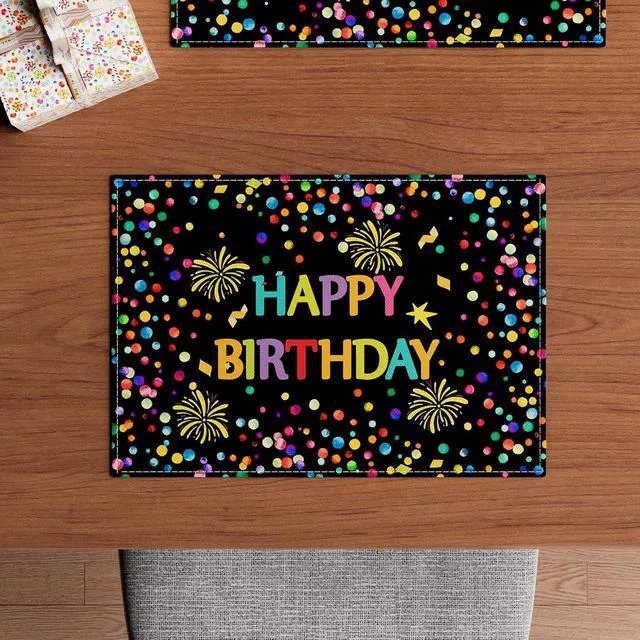 Alt view image 3 of 5 - Happy Birthday Firework Placemats Set of 4 Table Decor 12x18 Inch