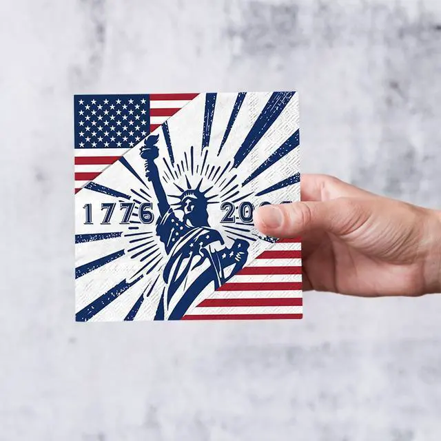 Alt view image 4 of 7 - 50 PCS 250th Anniversary Disposable Napkins, 4th of July American Flag Patriotic Paper Napkins for Independence, 1776-2026 Anniversary Patriotic Party Supplies Set with USA Eagle & Flag