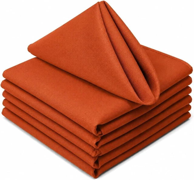 Alt view image 2 of 7 - 17"x17" Polyester Cloth Napkins, Set of 6 (Burnt Orange) | Easy-Care, No-Iron Finish, Superior Color Retention, Machine Washable
