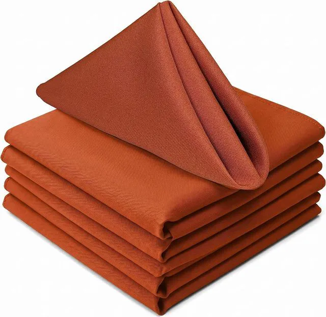 Main image of 17"x17" Polyester Cloth Napkins, Set of 6 (Burnt Orange) | Easy-Care, No-Iron Finish, Superior Color Retention, Machine Washable