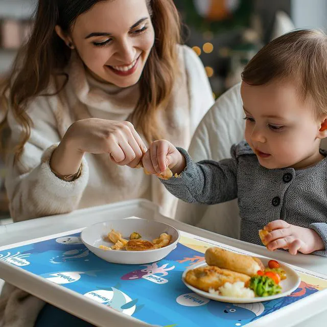 Alt view image 2 of 7 - Disposable Placemats for Baby Toddlers, Plastic Sticky Table Mats Babies for Restaurants, Parties, Preschool& Dining Table 5 Fun Designs Alphabet, Sea, Deep-Sea, Road, Zoo Animal,40 Pack 12x18 Inches