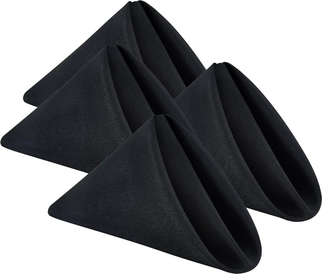 Main image of Set of 4 Black Cloth Napkins 17 x 17 Inches Solid Washable Polyester Dinner Napkins with Hemmed Edges for Dinners Parties Weddings Banquets Events Table Decoration