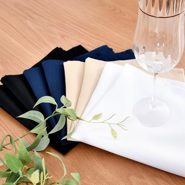 Alt view image 7 of 7 - Set of 4 Black Cloth Napkins 17 x 17 Inches Solid Washable Polyester Dinner Napkins with Hemmed Edges for Dinners Parties Weddings Banquets Events Table Decoration