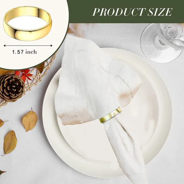Alt view image 2 of 6 - Gold Napkin Rings-10 Pcs Stainless Steel Napkin Rings | Metal Napkin Ring for Table Settings Wedding Christmas Party Dinner Table