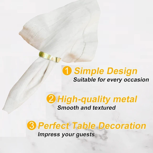 Alt view image 3 of 6 - Gold Napkin Rings-10 Pcs Stainless Steel Napkin Rings | Metal Napkin Ring for Table Settings Wedding Christmas Party Dinner Table