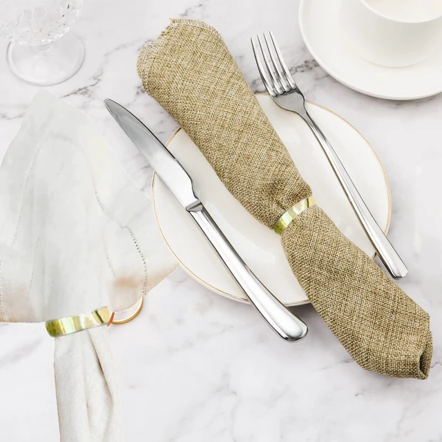 Alt view image 4 of 6 - Gold Napkin Rings-10 Pcs Stainless Steel Napkin Rings | Metal Napkin Ring for Table Settings Wedding Christmas Party Dinner Table