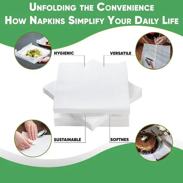 Alt view image 3 of 4 - Paper Lunch Napkins. 500 Count Lunch Napkins 1 Ply, White. 12 x 12
