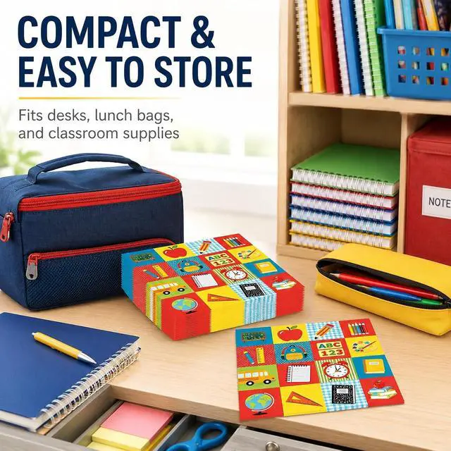 Alt view image 6 of 7 - 50 Pcs Back to School Paper Napkins 13 x 13 Inches, First Day of School Disposable Luncheon Dinner Party Napkins for Preschool Kindergarten Teacher Classroom Decorations (School)