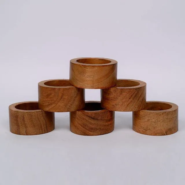 Alt view image 4 of 6 - Handmade Acacia Wood Napkin Ring Set of 12 for Dining, Anniversary, Birthday, Christmas | Napkin Ring for Home and Kitchen Décor