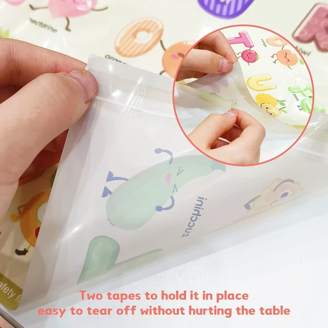 Alt view image 5 of 6 - Disposable Placemats for Baby Kids Placemats for Restaurants Dining Table, Sticky Disposable Placemats for Toddlers - Animal, Fruit, Alphabet, Star, and Shape Designs, 40-Pack, 12x16 Inches