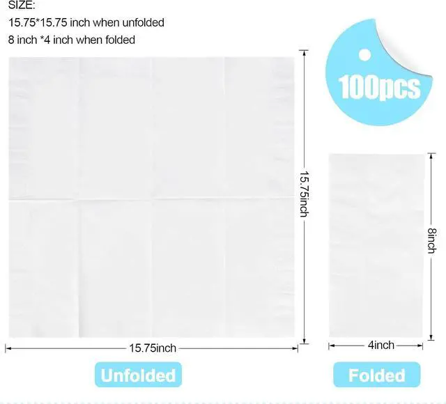 Alt view image 2 of 6 - 1/8 Fold 100 Pack Paper Napkins Guest Towels Disposable, Premium Quality 2-ply Dinner Napkins Disposable Soft, Absorbent, Party Napkins Wedding Napkins for Kitchen, Dinners or Events