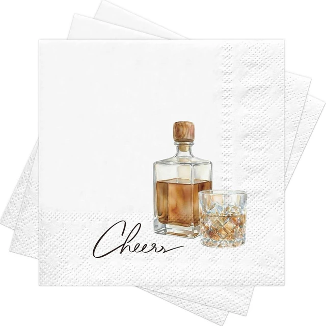 Main image of 25 Pcs Whiskey Cocktail Napkins, Funny Whiskey Bourbon Design Disposable Beverage Paper Napkins for Adults, Men Cocktail Party, Bar, Birthday, Bachelor Party, 2 Ply, 5 x 5 Inch