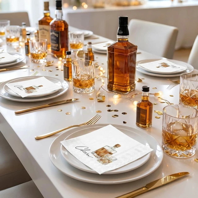 Alt view image 4 of 7 - 25 Pcs Whiskey Cocktail Napkins, Funny Whiskey Bourbon Design Disposable Beverage Paper Napkins for Adults, Men Cocktail Party, Bar, Birthday, Bachelor Party, 2 Ply, 5 x 5 Inch