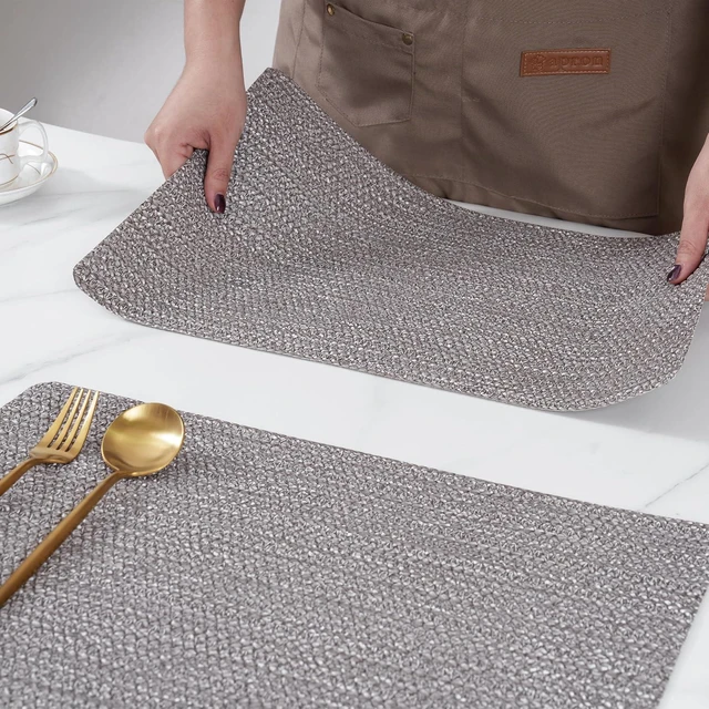 Alt view image 5 of 7 - Indoor/Outdoor Washable Woven Vinyl Table Dining Placemats, Set of 4