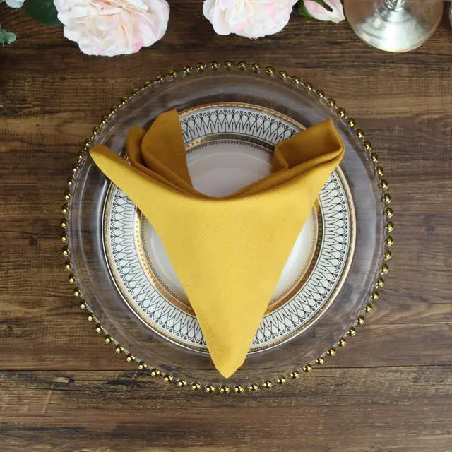 Alt view image 7 of 7 - Solid Color Cotton Blended Dinner Cloth Napkins - Set of 12 (17 x 17 inches) - for Events & Home Use (Yellow)