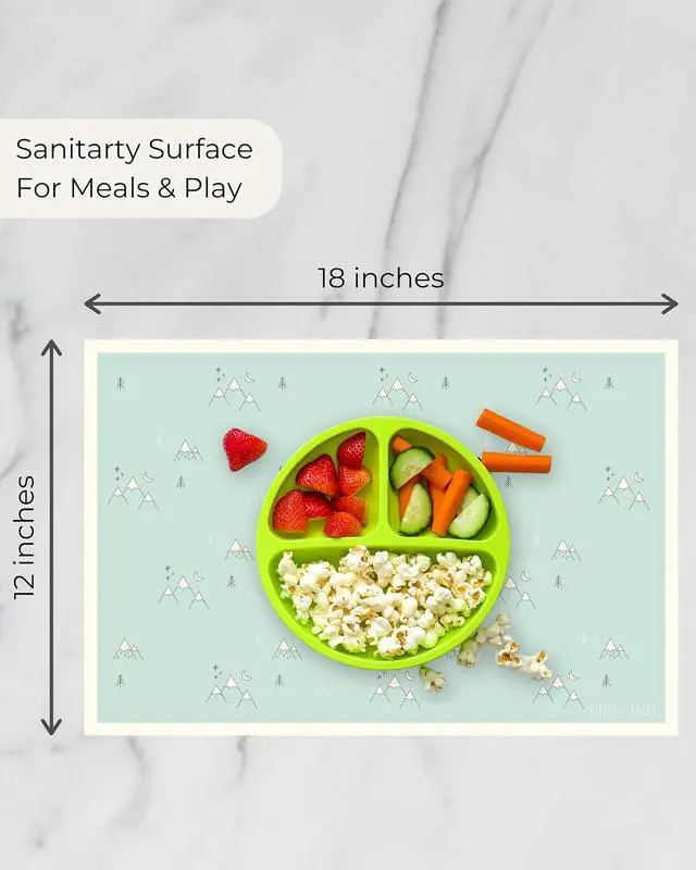 Alt view image 3 of 7 - Disposable Placemats Baby - Pack of 45 BPA Free Table Toppers for Kids and Toddlers - Extra Sticky Travel Mat for Restaurant (Cream/Sage/Blush)