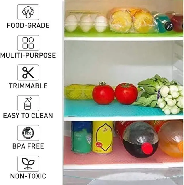 Alt view image 2 of 6 - 7 PCS Shelf Mats Refrigerator Liners Washable Refrigerator Pads Fridge Mats Drawer Placemats Home Kitchen Gadgets Accessories Organization for Top Freezer(2green+2pink+3blue)