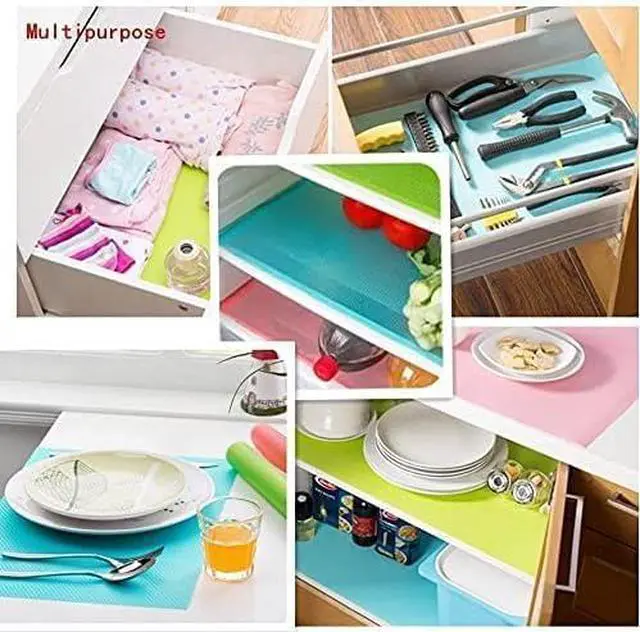 Alt view image 4 of 6 - 7 PCS Shelf Mats Refrigerator Liners Washable Refrigerator Pads Fridge Mats Drawer Placemats Home Kitchen Gadgets Accessories Organization for Top Freezer(2green+2pink+3blue)
