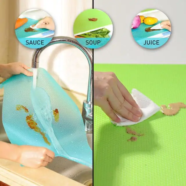 Alt view image 5 of 6 - 7 PCS Shelf Mats Refrigerator Liners Washable Refrigerator Pads Fridge Mats Drawer Placemats Home Kitchen Gadgets Accessories Organization for Top Freezer(2green+2pink+3blue)