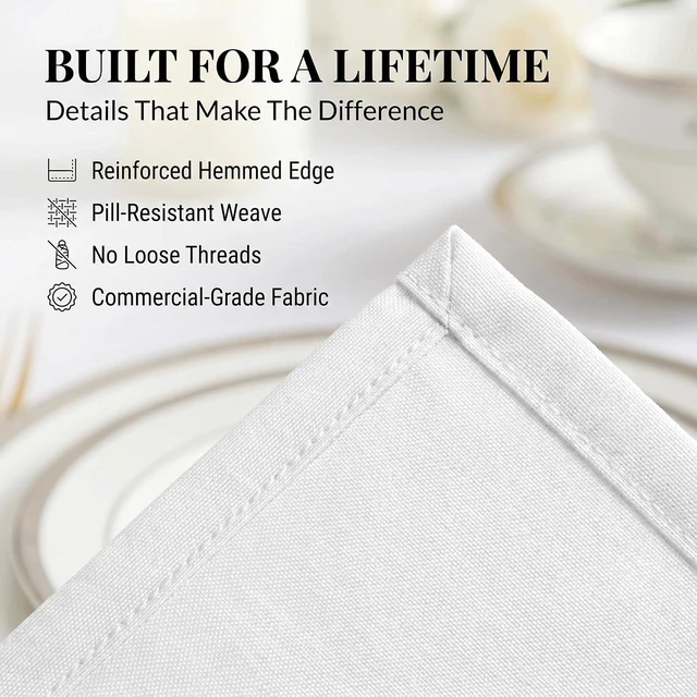 Alt view image 3 of 6 - White Cloth Napkins Set of 6, 20x20 XL Hemmed SimplyPoly Polyester, Washable Reusable Dinner Table Napkins for Parties and Bridal Showers
