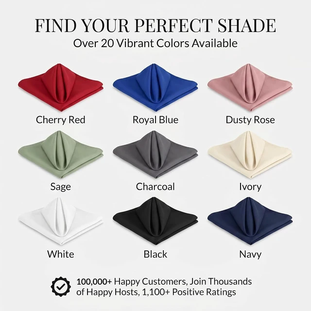 Alt view image 6 of 6 - White Cloth Napkins Set of 6, 20x20 XL Hemmed SimplyPoly Polyester, Washable Reusable Dinner Table Napkins for Parties and Bridal Showers